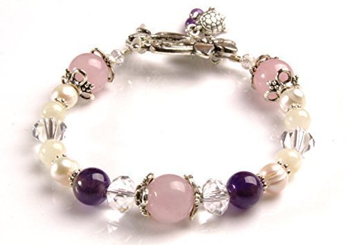 Luna Love Fertility and Pregnancy Bracelet Featuring Natural Gemstones Rose Quartz, Amethyst, Moonstone, Crystal Healing Jewelry