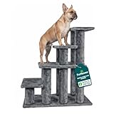 Furhaven Steady Paws Multi-Step Pet Stairs for High Beds & Sofas - Gray, 4-Step