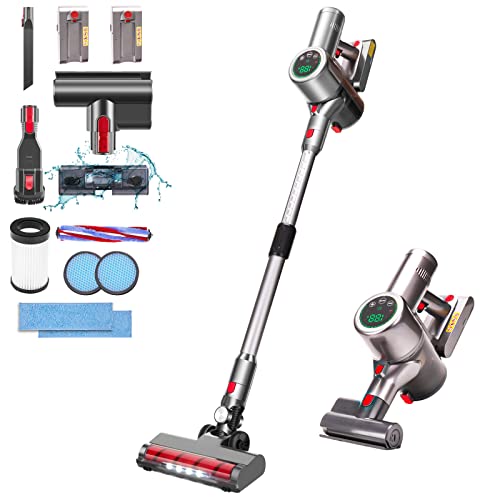 Johomviin Cordless Vacuum Cleaner with 2 Batteries, Up to 100min Runtime, 27KPa 380w Brushless Motor Stick Vacuum 11 in 1 with LED Display for Home Hard Floor Carpet Pet Hair