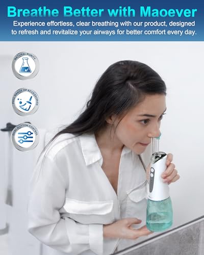 Image of Nasal Irrigation System, Cordless Nasal Rinse Machine for Sinus Relief & Nasal Care, Electric Neti Pot with Tips and Salt Packs Nasal Irrigation Sinus Rinse System Kit for Adult & Kid (302ML)