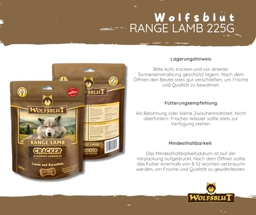 Wolfsblut Range Lamb Cracker – Hundesnack - 2×225 g Bundle - Getreidefrei & zuckerfrei - Single-Protein durch Lamm -Schonend gebacken, Ideal für Sensible Hunde & als Belohnung