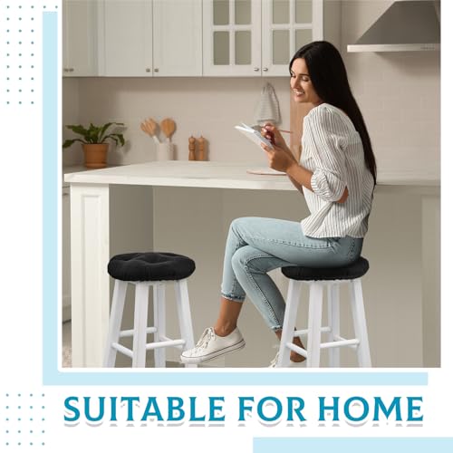 Image of Marsui 2 Pieces Bar Stool Cover Non Slip Padded Cushion, 13 Inch, Black