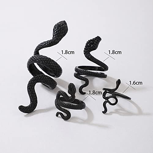 Otxas Gold Snake Ring - Adjustable Punk Boho Stacking Rings Set - Vintage Goth Silver Snake Ring Jewelry4