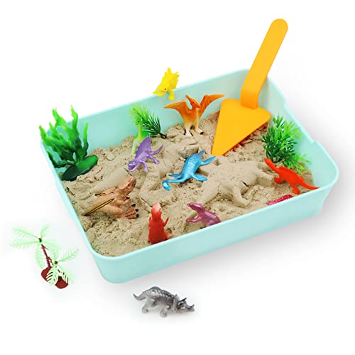 Sensory Bin with Dinosaur Toy Figures