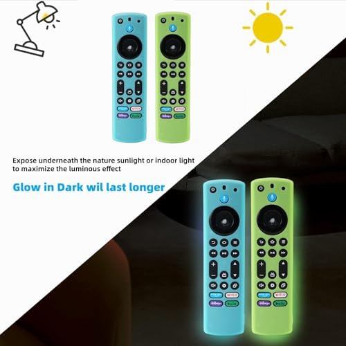Silicone Fire Stick Remote Cover Glow in The Dark, Shockproof Protective Case Cover for Toshiba, Omni, Insignia, Amazon Series Fire TV Stick 4K Max Remote Control, Glow Green - 3