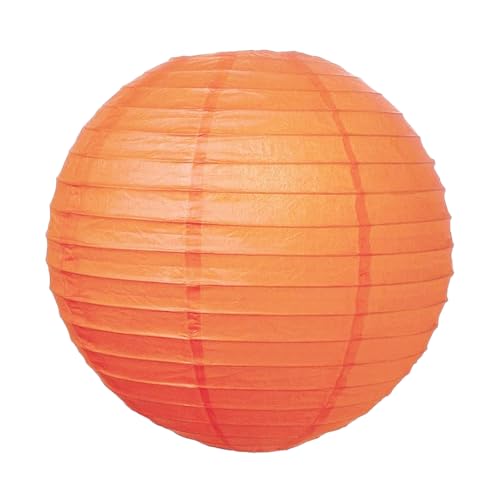 Image of Wanna Party 10 inchOrange Round Paper Lanterns Decorative Hanging Chinese Japanese Paper Lanterns Lamp for Birthday Halloween Wedding Baby Bridal Shower Fall Home Decor Party Decoration