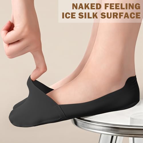 Image of Sofier No Show Socks Womens, Non Slip Low Cut 6 Pairs Thin Silky Dress Footies Liner Invisible Socks Flats Loafers Sneakers