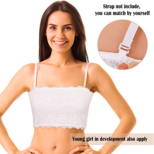 Geyoga 6 Pieces Floral Lace Bralette Bandeau Bra for Women Girl Seamless Strapless Stretchy Tube Top3