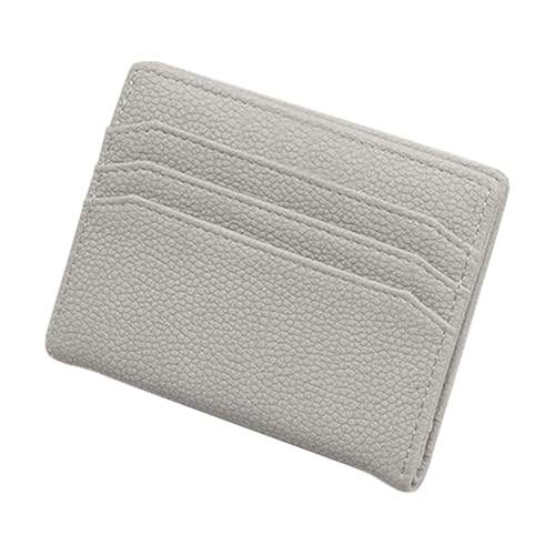 Portafoglio sottile da donna minimalista portafoglio da semplice fatto a mano pelle PU - da da porta carte grigio. vedi