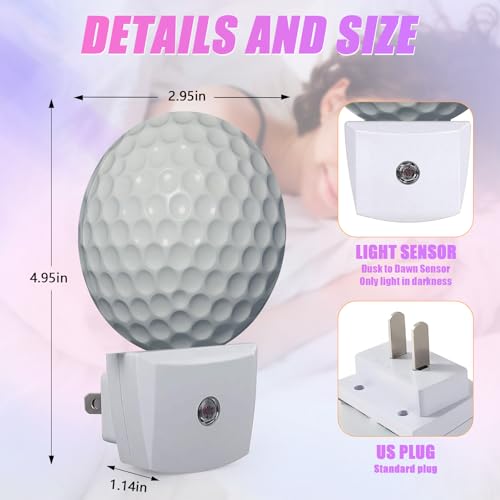 Image of Golf Ball Night Light Sport Ball Night Lights LED Lamp Round Plug into Wall Nightlight with Dusk to Dawn Sensor Home Hallway Stairway Kitchen Decor