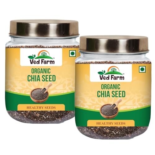 Image of 100% Pure Raw Unroasted Organic Chia Seeds I Rich with Omega 3, Fiber, Calcium & Iron I Healthy Snacks for Weight Loss Management I Boost Immunity I 500g, Pack of 4