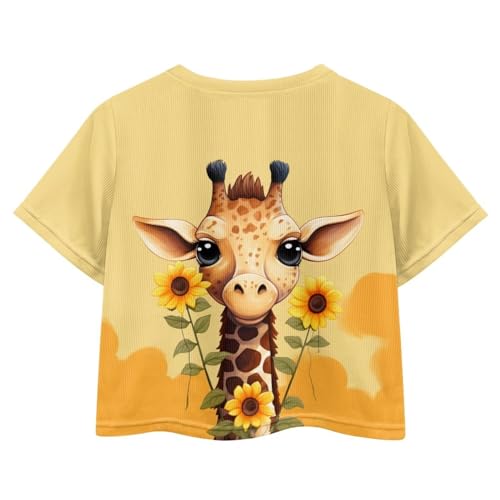 Image of Kids T Shirt Short Sleeve Crop Tops for Girls Summer Clothes Pullover Tees Shirt 5-14