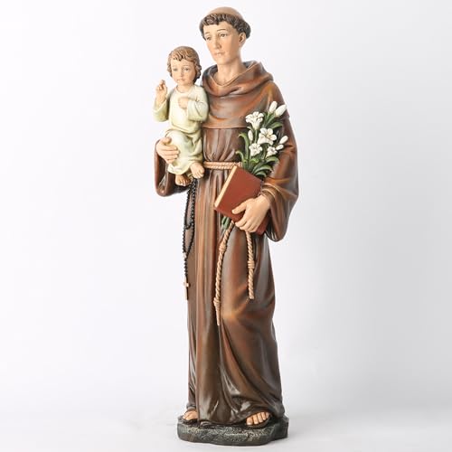 Statue Saint Antoine de Padoue 37cm | Sculpture style Renaissance faite à la main