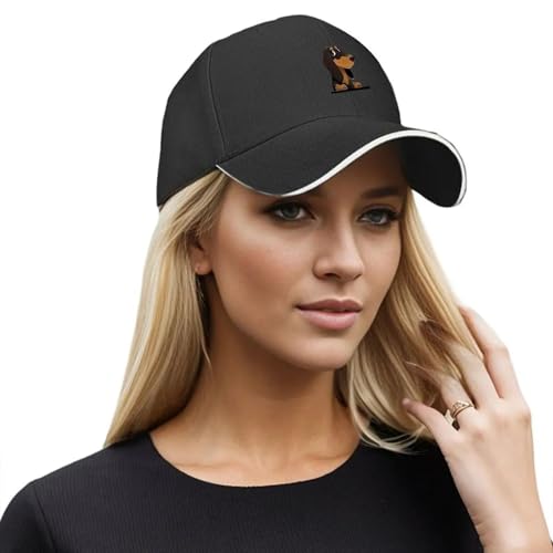 Casquette de baseball snapback noire avec teckel brodé taille ajustable