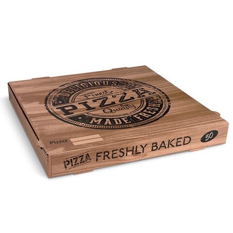 100 Pizzakarton aus Mikrowellpappe H4 mit neutralem Motiv für XXL Pizzen 50x50x5cm