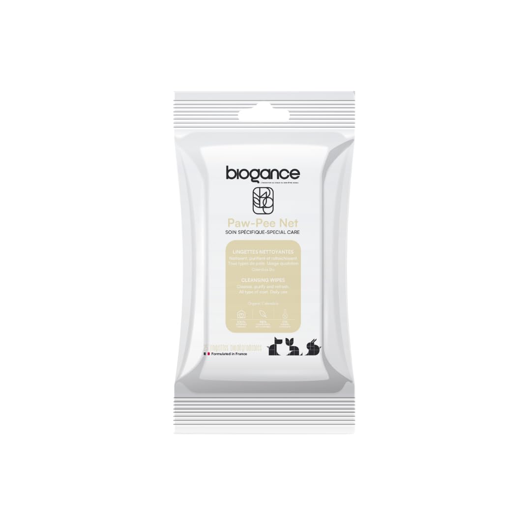 Biogance - Linguettes Nettoyantes Naturelle - 25 lingettes - Produit de Soin et d'hygiène pour Chiens et Chats - A Base de Calendula Bio - Convient à Toutes Races de Chiens et Chats