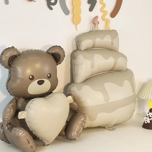 Image of Rozi Decoration Big Size Teddy Bear Foil Balloon with Heart Foil Balloon Set of 1 Pcs | Teddy Bear Foil Balloon | Anniversary Teddy Bear Balloon Decoration | Valentine Day Decoration Items