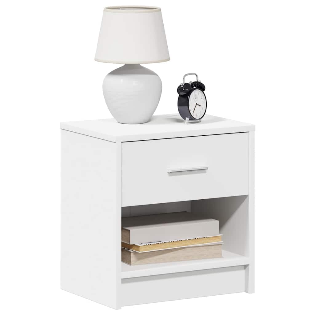 Stabiler Nachttisch aus Holzwerkstoff mit Schublade und offenem Fach für Stauraum, feuchtigkeitsbeständig und pflegeleicht, ideal für Schlafzimmer
