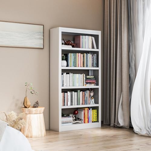 Image of VASAAOSD Metal Bookshelf, Adjustable 5 Tier Bookcases (69 inch Tall, White) | No Tools Needed, Heavy Duty, Easy Assembly, Sturdy Metal, Tall Book Shelf for Home Office, Living Room, Study, Library