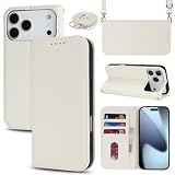 【Hamany】 対応 iphone 17 pro max ケース 手帳型 ショルダー アイホン17プロマックスケース スマホストラップ カード収納 財布型 スタンド機能 スマホケース いphone 17promax マグネット式 女性 肩がけ 首掛け 斜め掛け ショルダーバッグ 携帯カバー -アンバー ホワイト