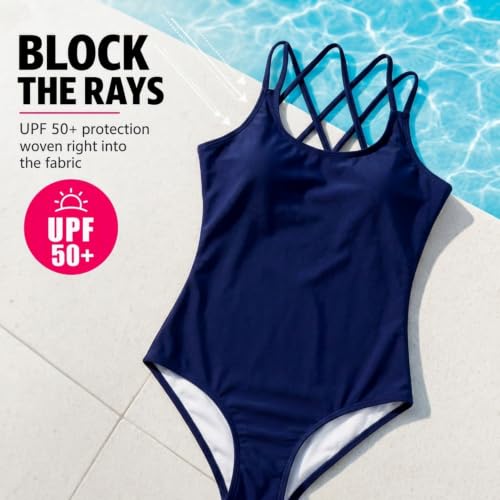 Image of Kanu Surf Girls' Reese UPF 50 Beach Sport Criss-Cross One Piece Swimsuit