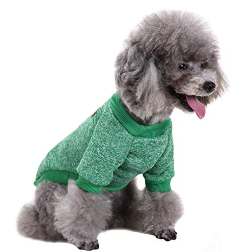 Image of Pet Dog Classic Knitwear Sweater Warm Winter Puppy Pet Coat Soft Sweater Clothing for Small Dogs (S, Green)