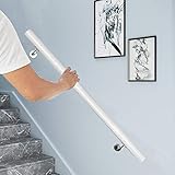 mfw@wewe Stair Wooden Handrail with Wall Mount Supports, Modern Handrails for Stairs, 200lbs Load Capacity, Non-Slip/White, 1.6ft-20ft (Size : 50CM)