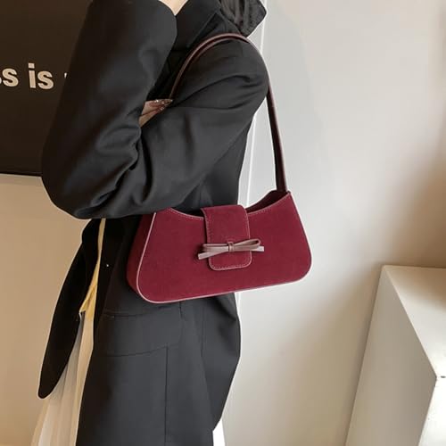 YFGBCX Suede Purses for Women Small Shoulder Bag Brown Purse Suede Tote Handbag for Work Everyday2