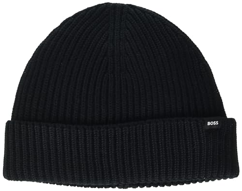 Bonnet en laine BOSS noir pour affronter le froid du matin en ville