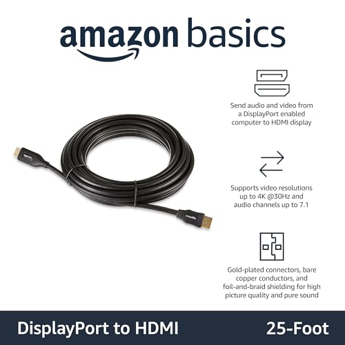 image for Amazon Basics DisplayPort to HDMI Display Cable, Uni-Directional, 1920