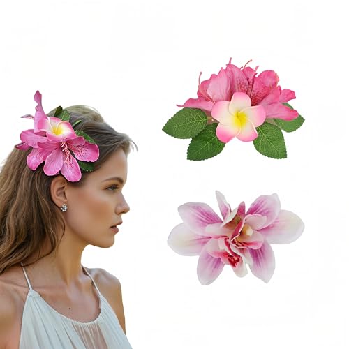 2 Piezas Pinzas de Pelo Florales Rosadas Clip de Orquídea y Plumeria para Niñas miniatura 1