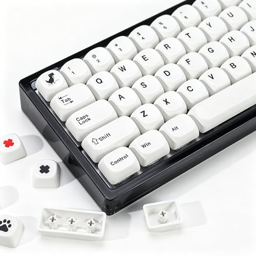 YMKPVR Minimal White KOA Profile Keycaps Set 135 Keys PBT Sublimation Custom Keycaps for Mechanical Keyboards Fits ANSI Layout 60%-Full-Sized Keyboards