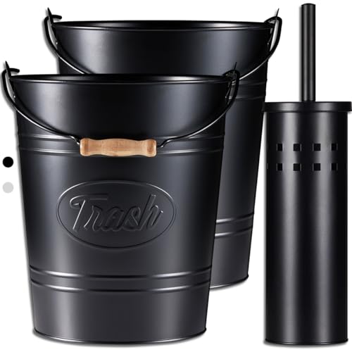 Set 3, Country Bathroom Trash Can and Toilet Brush Set,