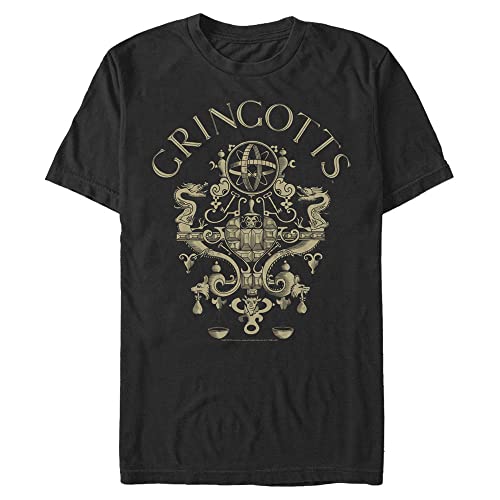 T-Shirt Harry Potter Logo Gringotts Homme en coton noir respirant