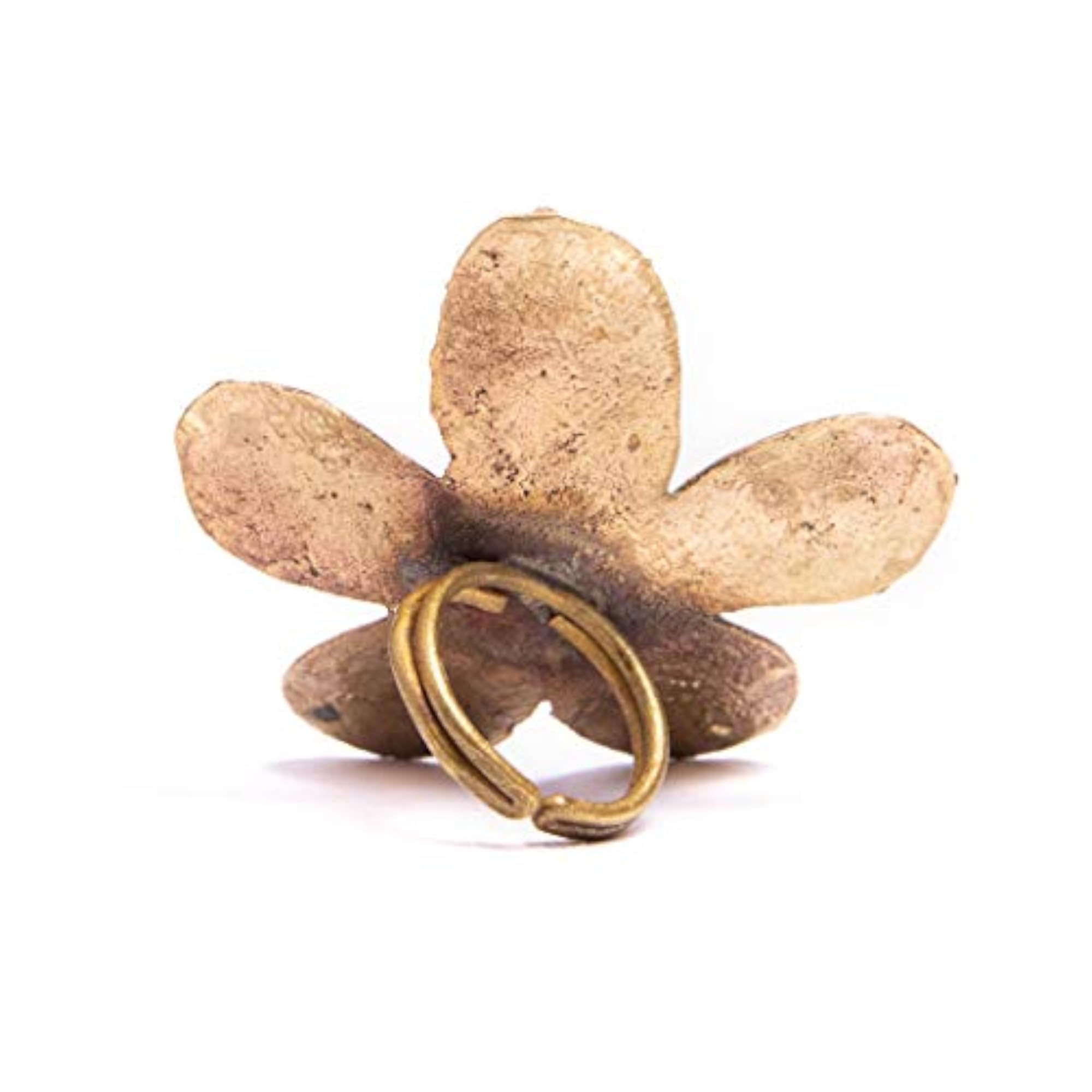 Dhokra Floral Adjustable Brass Ring, Traditional Charm