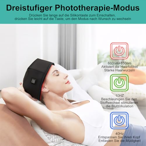 Rotes Licht Therapie Cap für Haarwachstum, Infrarot-Licht Haarwachstum Gerät, 120 LEDs, 660nm 850nm Wellenlängen für Männer und Frauen, Einheitsgröße, verkabelt