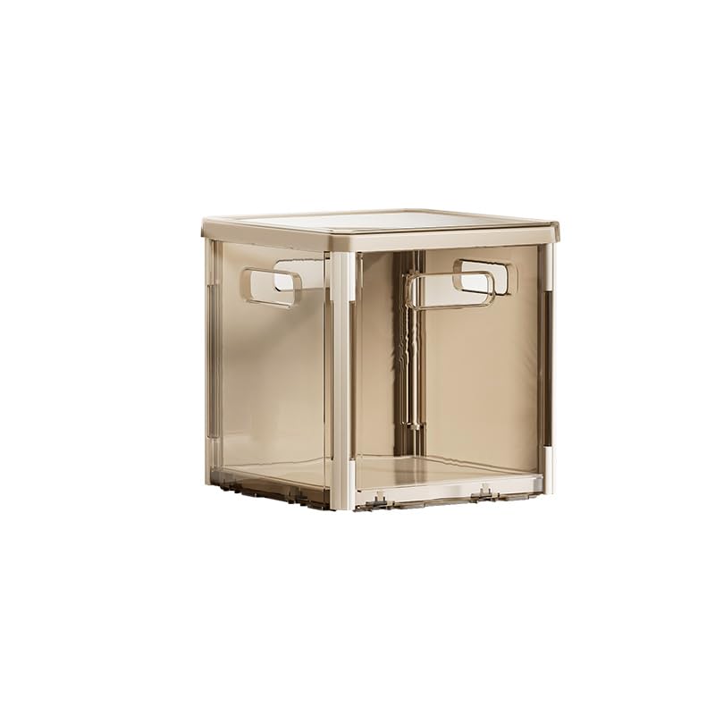 Gorocking 折りたたみ収納ボックス 収納ケース 透明 おしゃれ 16L (透明薄茶色, 1個)