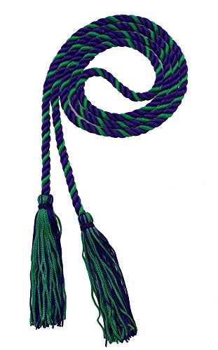 Image of Graduation Honor Cord - Purple /Kelly - Every School Color Available - Made in USA