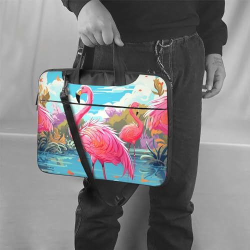 Bolso de hombro para laptop color rosa pájaro flamenco miniatura 2