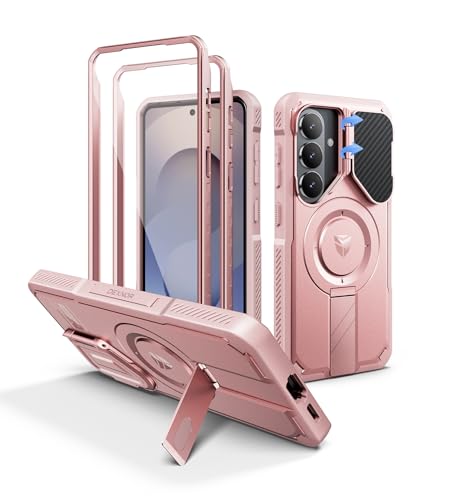Image of Dexnor for Samsung Galaxy S26 Case with Camera Cover & Adjustable Kickstand & Screen Protector, Compatible with MagSafe, Rugged Shockproof Bumper Cases Magnetic Protective Cover(2026),6.3 inch,Peony Pink
