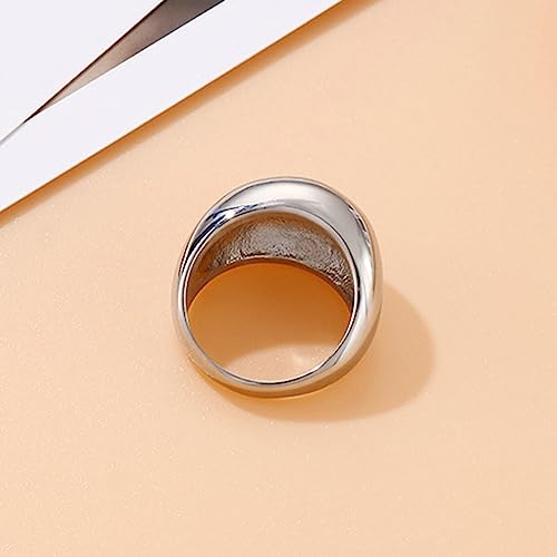 Beydodo Stainless Steel Rings Engagement, Thumb Rings Bands for Women Size 6 to 10 Polished Dome Ring Wide 16mm4