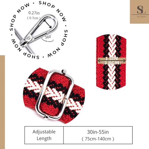 Image of S&loyoe Silver bucklePurse Straps Replacement Crossbody Bag Strap Adjustable Wide Guitar Straps for Handbags 1.5inch (Textile red Silver)