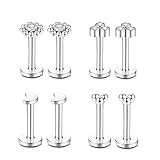 Gnoliew 16G 316L Stainless Steel Labret Monroe Lip Ring Studs Cartilage Helix Tragus Conch Daith Nos