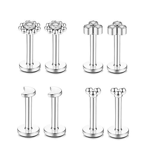 Gnoliew 16G 316L Stainless Steel Labret Monroe Lip Ring Studs Cartilage Helix Tragus Conch Daith Nose Piercing Jewelry. (A3,6Mmpost) #TOP4