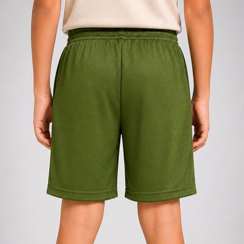 Image of RISH Kids Dri-Fit Sports Shorts for Boys & Girls | Breathable Polyester Activewear Shorts with Elasticated Waist, Drawstring & 2 Side Pockets | Solid Colours | Single and Multi Packs