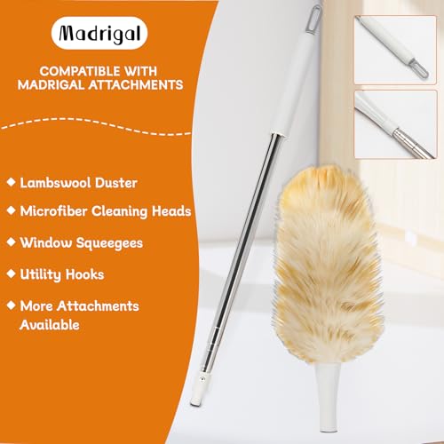 Image of Madrigal 72 inch Extendable Lambswool Feather Duster for Cleaning,Washable and Reusable Long Handle Handheld Feather Duster for High Places, Home,Office Cleaning