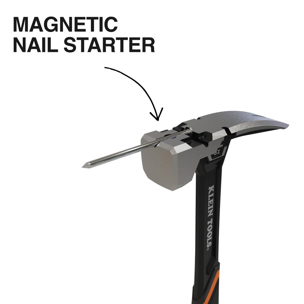 Klein Tools H80922S Martello da inquadratura a faccia liscia con artiglio dritto, acciaio forgiato da 623,7 g, avviamento magnetico per unghie e faccia quadrata extra large