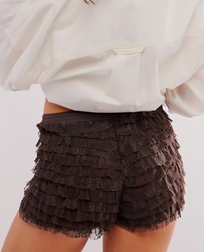 NUFIWI Women Floral Lace Shorts Ruffle Layered Bloomers Y2k Mid Rise Micro Shorts Booty Sexy Coquette Boyshorts2