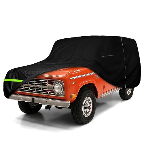 Image of Waterproof Car Covers Replace for 1965-1977 Ford Bronco, 6 Layers All Weather Custom-fit Car Cover with Zipper Door & Windproof Bands for Snow Rain Dust Hail Protection