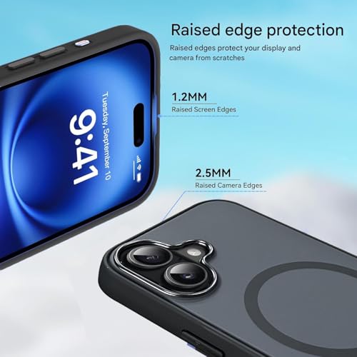 Image of Elzzi Magnetic for iPhone 17 Case (2025)(Compatible with MagSafe)(Military Grade Drop Protection) Matte Shockproof with Anti-Fingerprint Phone Cover, 6.3''|Black